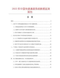 2025年中國快速通道系統(tǒng)數(shù)據(jù)監(jiān)測報(bào)告