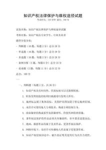 知識產權法律保護與維權途徑試題