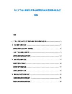 2025工業(yè)大數(shù)據(jù)分析平臺在預(yù)測性維護領(lǐng)域商業(yè)化驗證報告