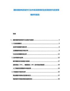 攝影攝像電影制作行業(yè)市場深度調研及投資前景與投資策略研究報告