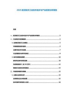 2025航空航天工業(yè)技術(shù)進步與產(chǎn)業(yè)投資分析報告