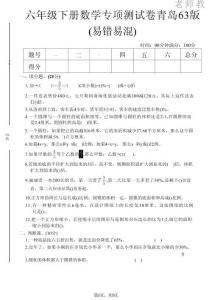 六年級（下）數學易錯易混專項測試卷《青島63版》