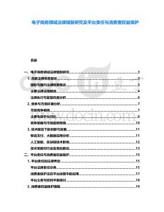 电子商务领域法律规制研究及平台责任与消费者权益保护