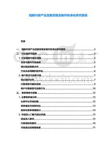 短劇內容產業流量變現及制作標準化研究報告