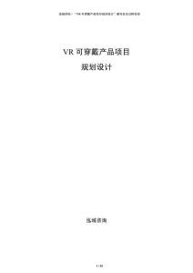 VR可穿戴產品項目規劃設計