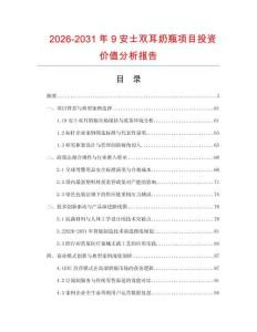 2026-2031年9安士雙耳奶瓶項目投資價值分析報告