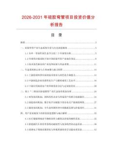 2026-2031年硅膠彎管項目投資價值分析報告