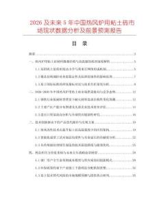 2026及未來5年中國熱風爐用粘土磚市場現狀數據分析及前景預測報告