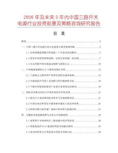 2026年及未來5年內中國三路開關電源行業投資前景及策略咨詢研究報告