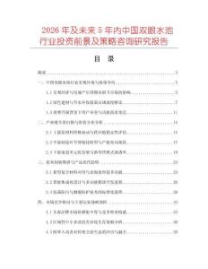 2026年及未來5年內中國雙眼水池行業(yè)投資前景及策略咨詢研究報告