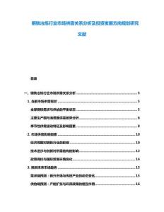 鋼鐵冶煉行業市場供需關系分析及投資發展方向規劃研究文獻