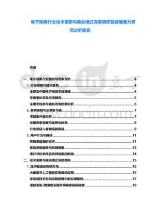 電子商務行業技術革新與商業模式深度調研及發展潛力研究分析報告
