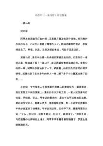 劉志軍《一盞馬燈》閱讀答案