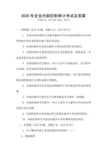 2025年企業內部控制審計考試及答案