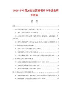 2025年中国加色挂面箱板纸市场调查研究报告