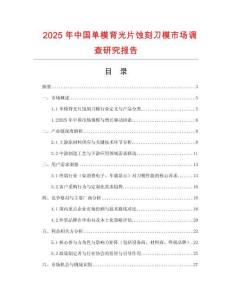 2025年中國(guó)單模背光片蝕刻刀模市場(chǎng)調(diào)查研究報(bào)告
