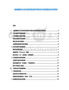 金融服務行業市場風險透析供需合作投資規劃分析報告