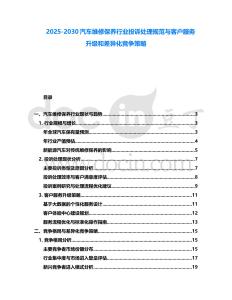 2025-2030汽车维修保养行业投诉处理规范与客户服务升级和差异化竞争策略