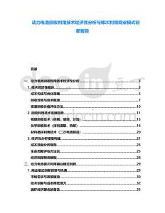 動力電池回收利用技術經濟性分析與梯次利用商業模式創新報告