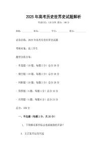 2025年高考历史世界史试题解析
