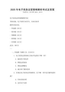 2025年電子商務運營策略解析考試及答案
