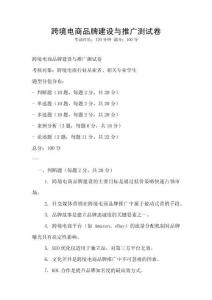 跨境电商品牌建设与推广测试卷