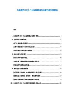 生物医药CXO行业发展困境与转型升级对策报告