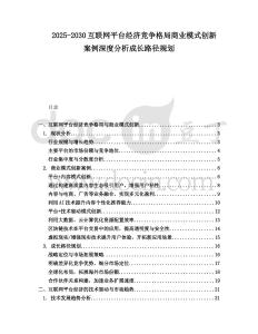 2025-2030互聯(lián)網(wǎng)平臺(tái)經(jīng)濟(jì)競(jìng)爭(zhēng)格局商業(yè)模式創(chuàng)新案例深度分析成長(zhǎng)路徑規(guī)劃