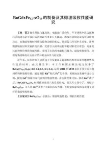 BaGdxFe12-xO19的制備及其微波吸收性能研究