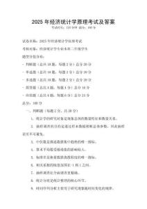 2025年经济统计学原理考试及答案