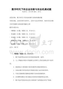 數(shù)字時代下的企業(yè)創(chuàng)新與創(chuàng)業(yè)機遇試題