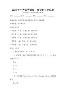 2025年中考備考策略：數學科目測試卷