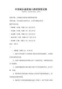 中国城乡差距缩小路径探索试卷