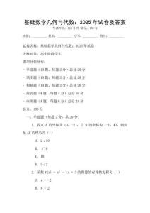 基礎數學幾何與代數：2025年試卷及答案