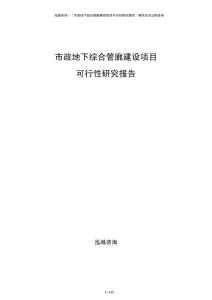 市政地下綜合管廊建設項目可行性研究報告