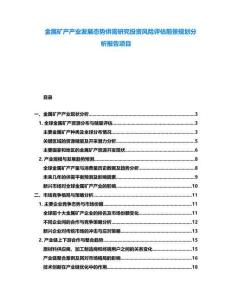 金屬礦產產業(yè)發(fā)展態(tài)勢供需研究投資風險評估前景規(guī)劃分析報告項目