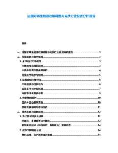 法國可再生能源政策調(diào)整與光伏行業(yè)投資分析報告
