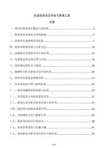 企業(yè)投資項(xiàng)目評(píng)估與管理工具