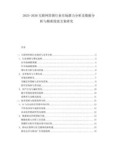 2025-2030互聯(lián)網(wǎng)營(yíng)銷(xiāo)行業(yè)市場(chǎng)潛力分析及數(shù)據(jù)分析與精準(zhǔn)投放方案研究