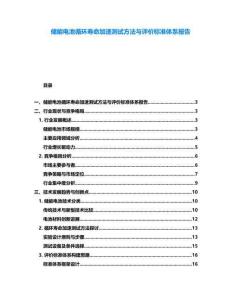 儲能電池循環(huán)壽命加速測試方法與評價標(biāo)準(zhǔn)體系報告