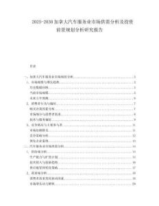 2025-2030加拿大汽車服務業(yè)市場供需分析及投資前景規(guī)劃分析研究報告