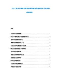 2025高分子鋰離子聚合物電池聚合物溶脹防護方案評估規劃報告