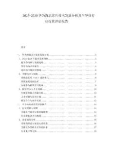 2025-2030華為海思芯片技術(shù)發(fā)展分析及半導(dǎo)體行業(yè)投資評(píng)估報(bào)告