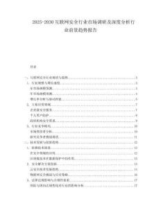 2025-2030互聯(lián)網(wǎng)安全行業(yè)市場(chǎng)調(diào)研及深度分析行業(yè)前景趨勢(shì)報(bào)告