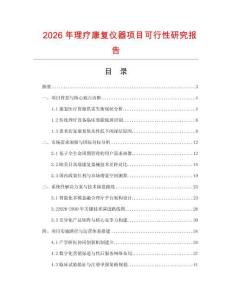 2026年理療康復(fù)儀器項目可行性研究報告