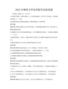 2025年物理力學原理探究實驗真題