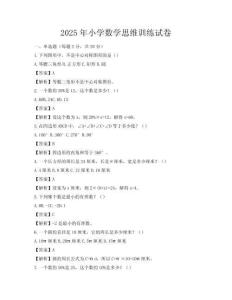2025年小學數學思維訓練試卷