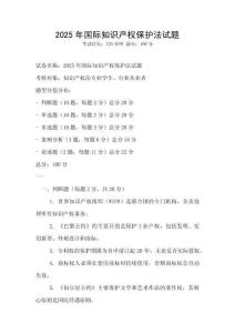 2025年国际知识产权保护法试题