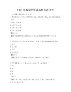 2025年數學思維訓練題庫測試卷