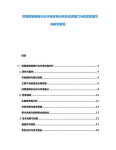 歐美美容器械行業(yè)市場詳細分析及投資潛力與投資發(fā)展方向研究報告